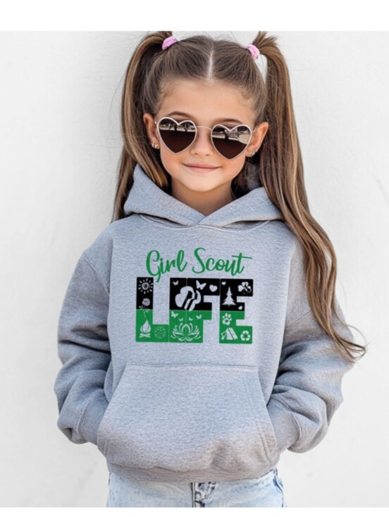 Gildan Other - Gildan Gray Hoodie with Green and Black Girl Scout LIFE Graphic